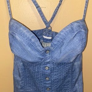 GUESS Denim Bustier Tank Top